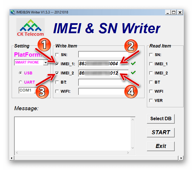 Lenovo A850 IMEI&SN Writer внесение значений ИМЕИ в программу.