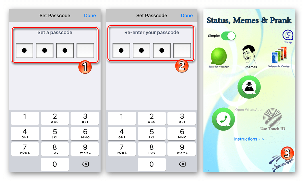 WhatsApp для iPhone установка пароля для мессенджера в программе WhatsLock