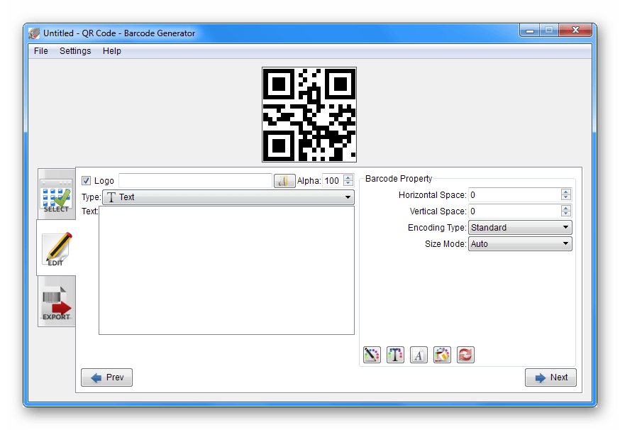 Главное окно программы Barcode Maker