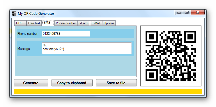Главное окно программы My QR Code Generator