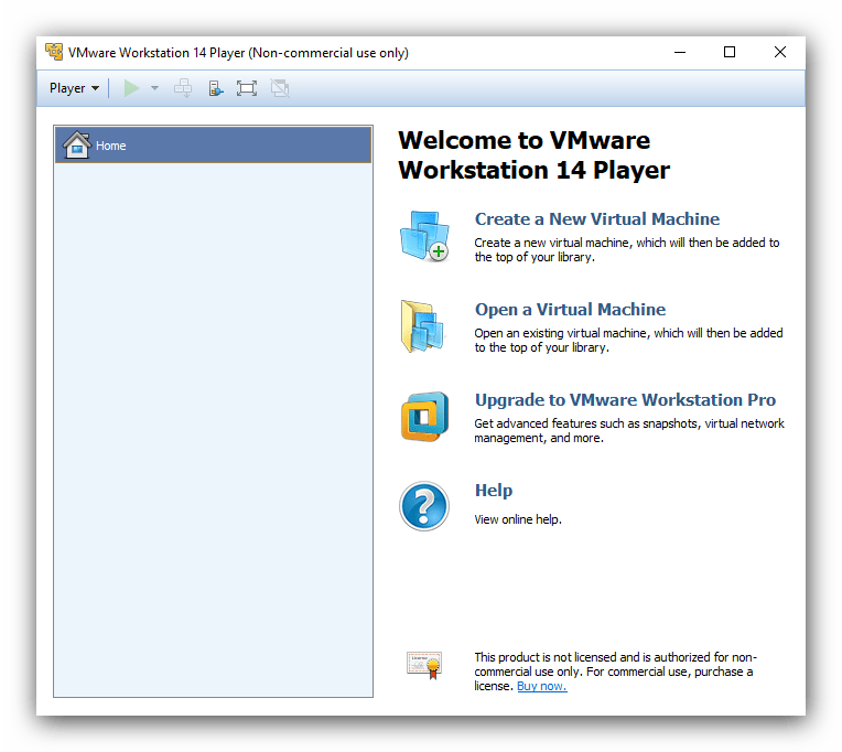 Главный экран эмулятора macOS для Windows 10 VMWare Workstation Player