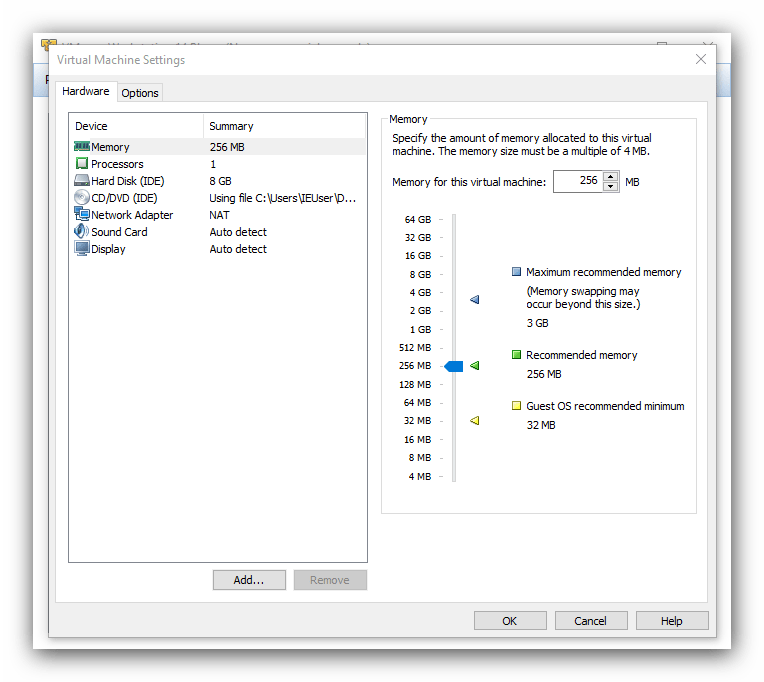 Настройки машины эмулятора macOS для Windows 10 VMWare Workstation Player