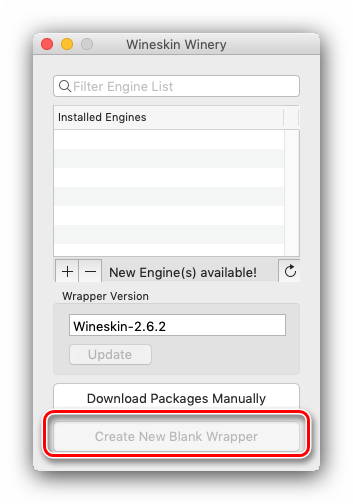 Создание новой оболочки Wineskin для её использования в macOS