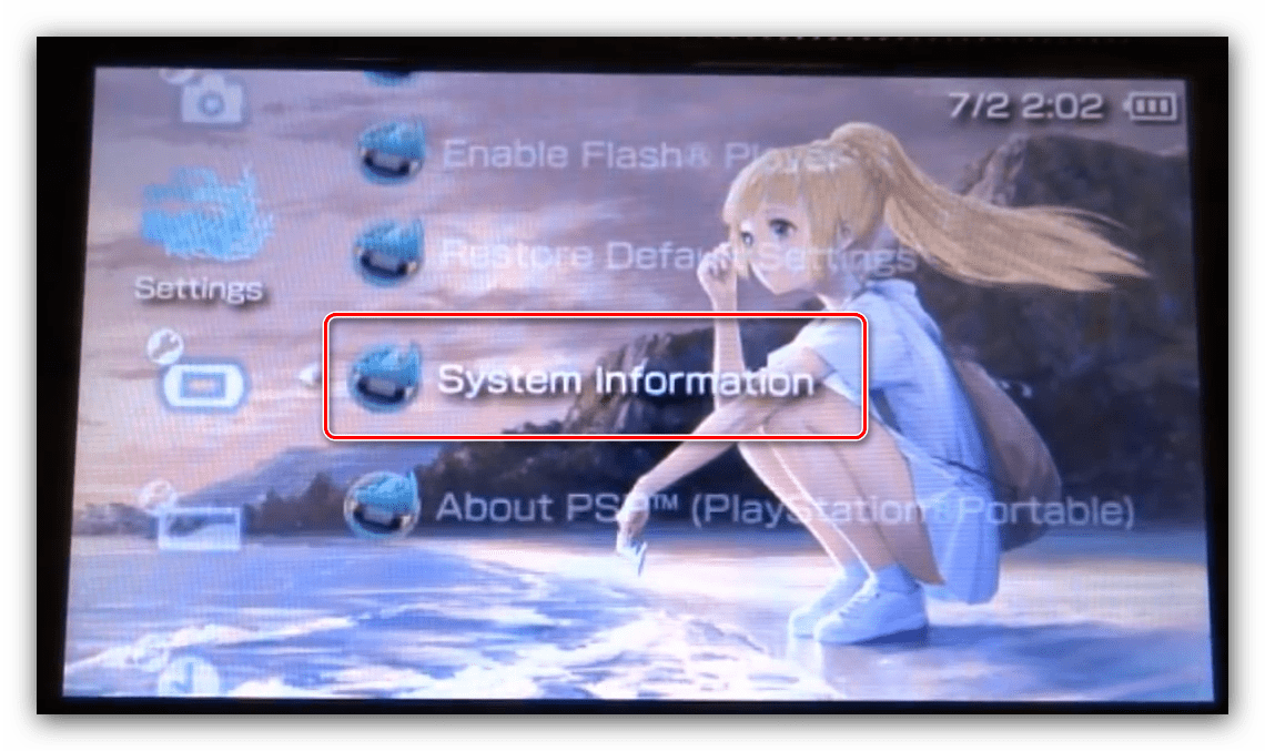 Сведения о системе для проверки версии ПО PSP перед прошивкой CFW