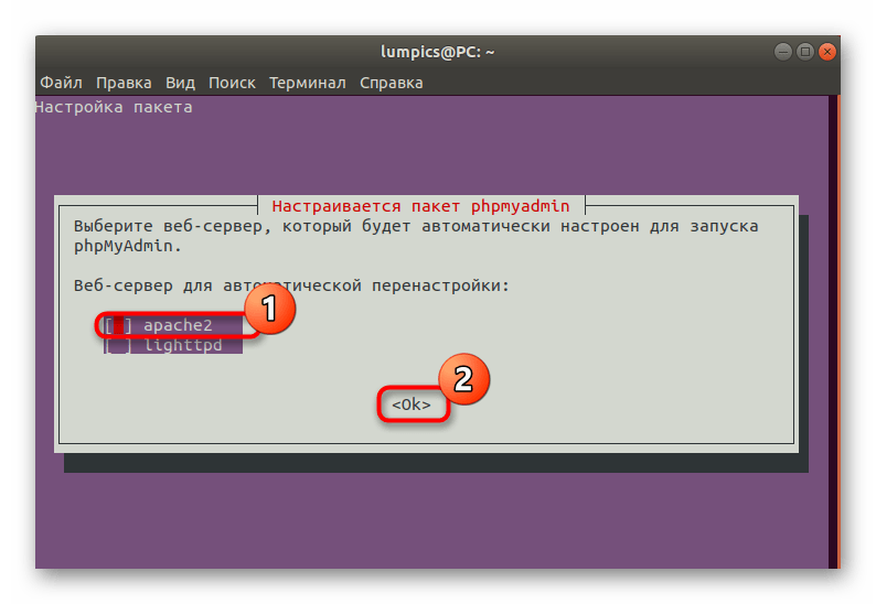 Выбор веб-сервера для дальнейшей установки phpMyAdmin в Ubuntu