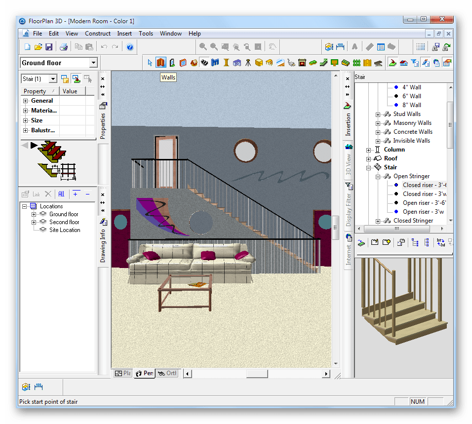 Интерфейс программы FloorPlan 3D