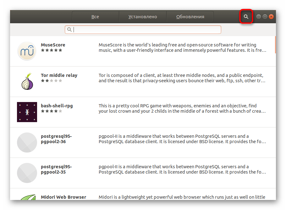 Переход к поиску по менеджеру приложений для установки Midnight Commander в Debian