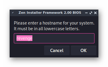 Установка имени хоста перед инсталляцией операционной системы через Zen Installer