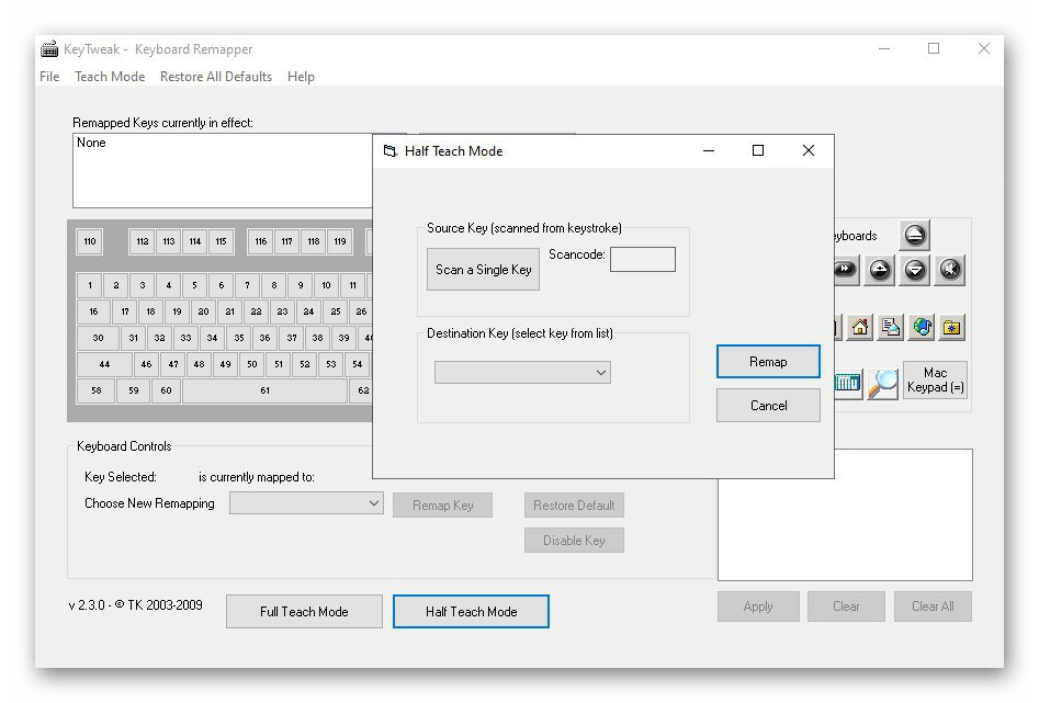 Использование программы KeyTweak для переназначения клавиш на клавиатуре