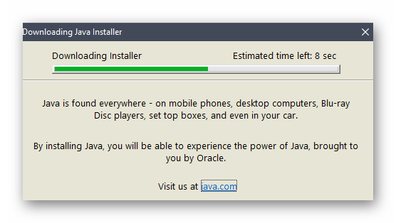 Процесс скачивания компонентов Java в Windows 10 с официального сайта