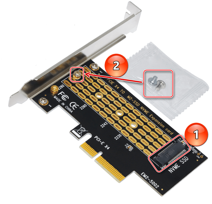 Установка SSD M.2 в переходник на PCI