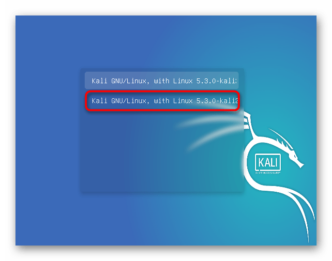 Запуск режима восстановления для сброса пароля в Kali Linux