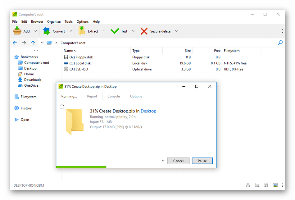 Использование программы PeaZip для распаковки файлов формата RAR