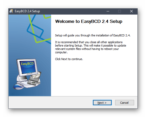 Установка программы EasyBCD в Windows 10 после скачивания с официального сайта