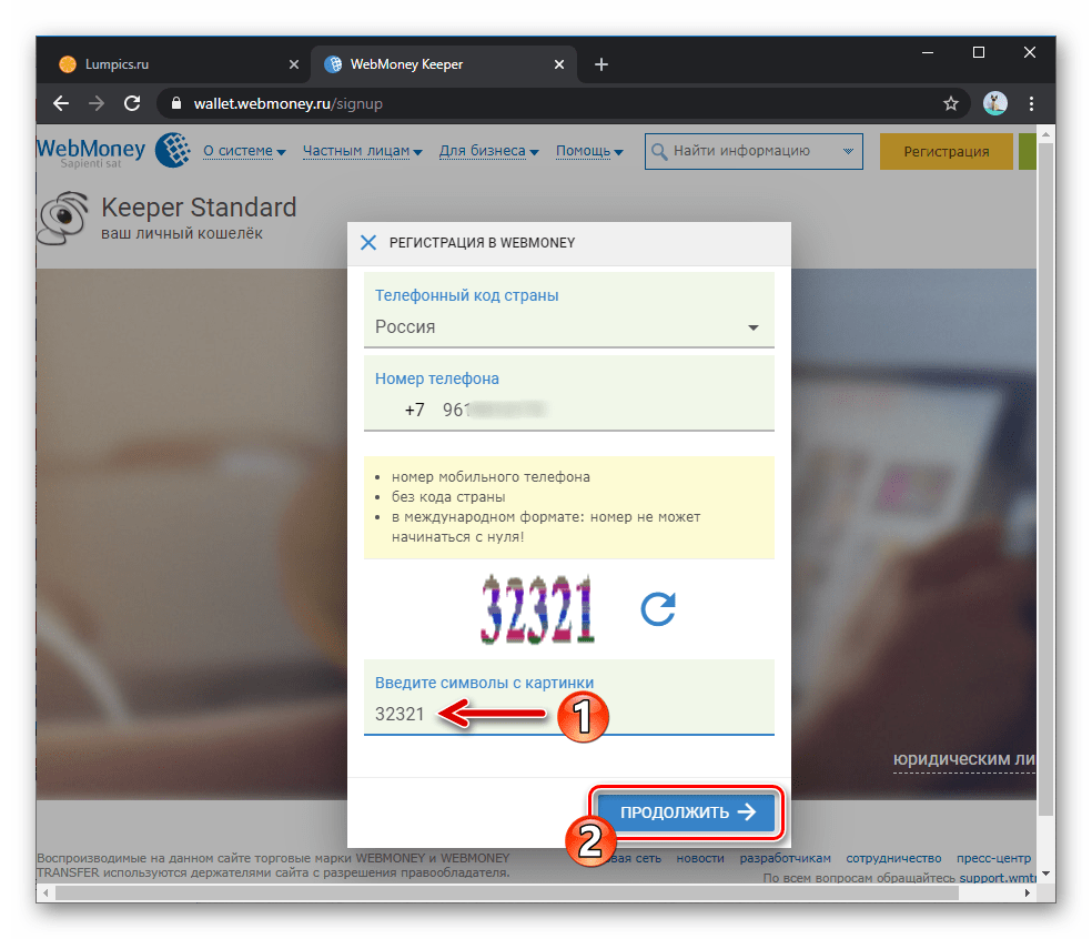WebMoney ввод символов с картинки при в форму регистрации в системе онлайн платежей