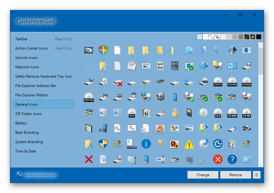 Использование программы Customizer God для настройки Windows 10