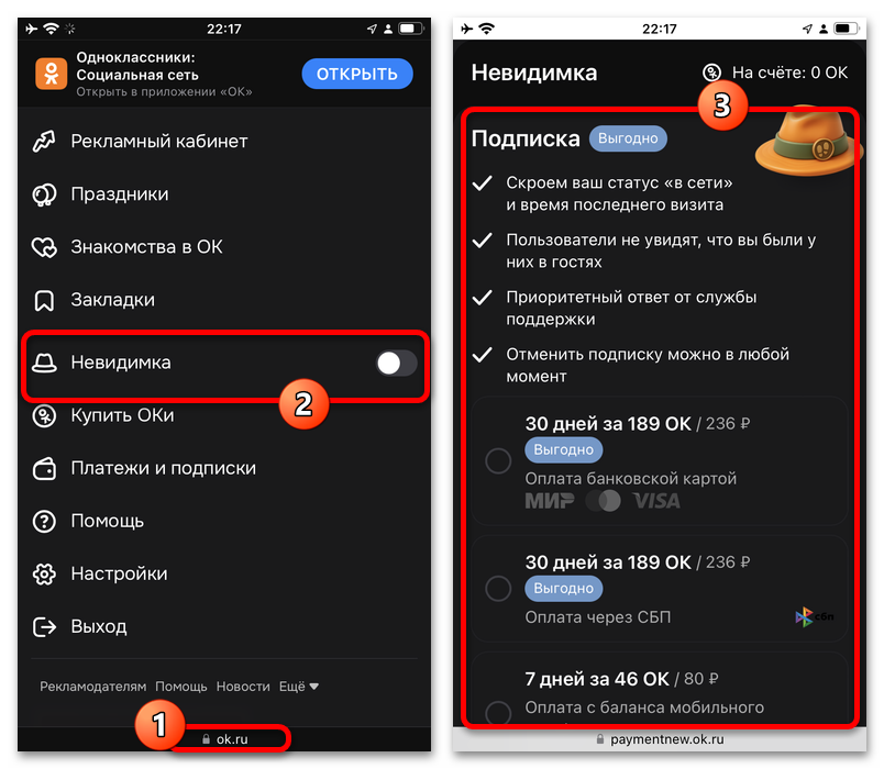 Как скрыть время посещения в Одноклассниках_027