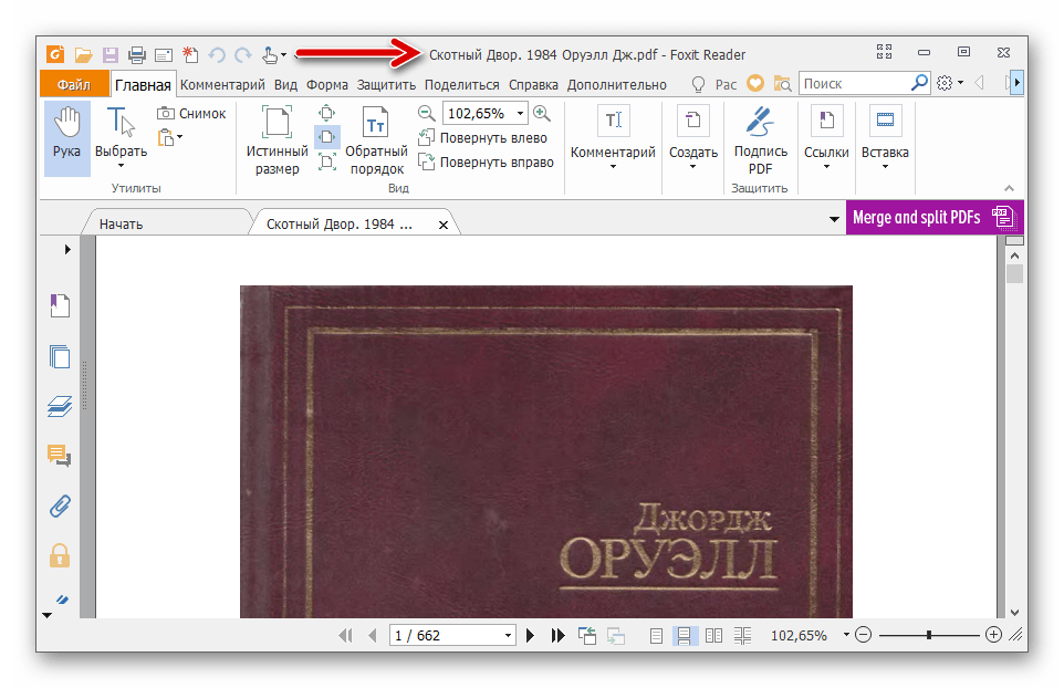 WinDjView результат конвертации файла djvu в формат pdf, открытый в Foxit Reader