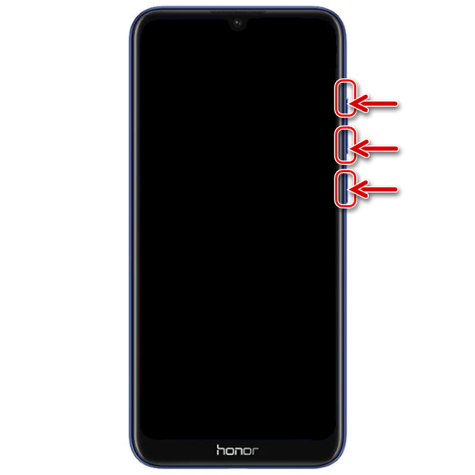 Huawei Honor 8A Запуск процесса перепрошивки с помощью аппаратных клавиш смартфона