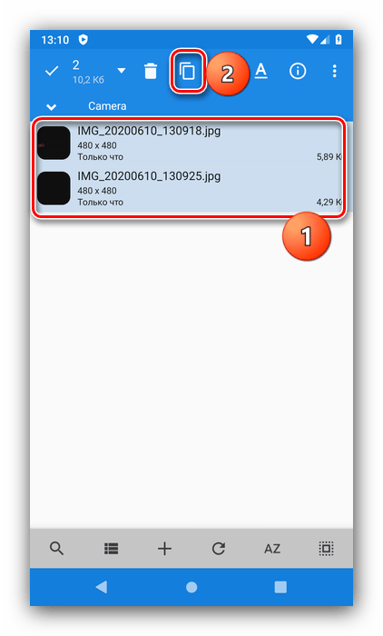 Начать копирование для перемещения файлов с телефона на флешку в Android посредством OTG
