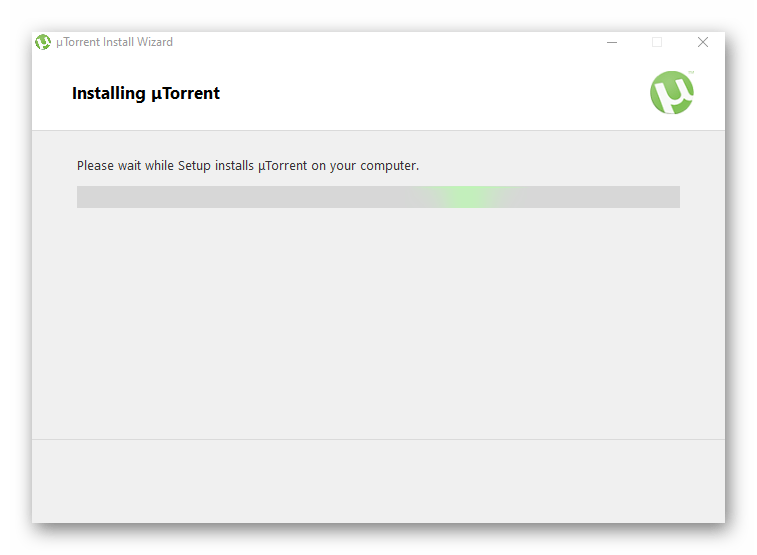 Ожидание завершения установки клиента uTorrent для Windows 10