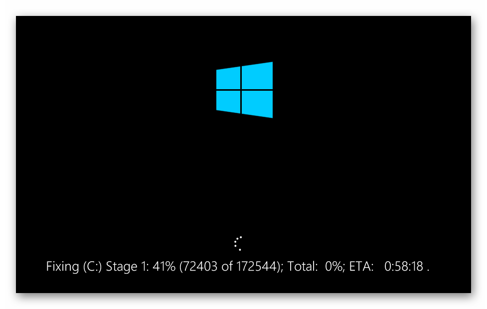 Проверка жесткого диска во время перезагрузки в Windows 10