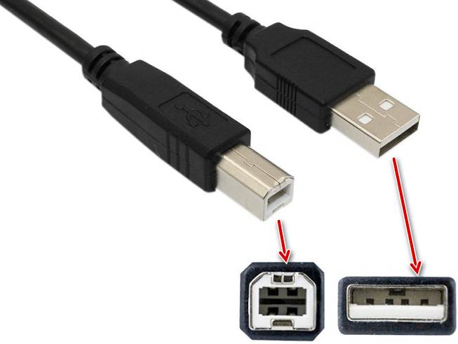 Подключение сканера к компьютеру или же ноутбуку с помощью кабеля USB AM-BM