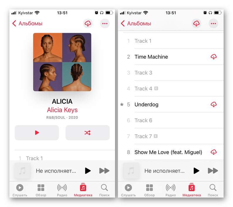 Альбом в приложении Apple Music, на который открыт предзаказ на iPhone