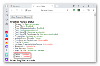Webgl как включить в yandex браузере