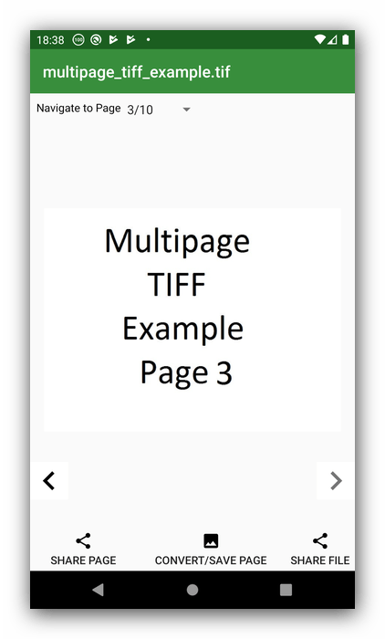 Открытый в TIFF Manager документ для просмотра TIFF на Android