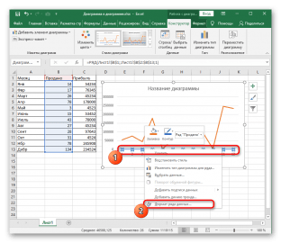 Метод касательных на графике в excel