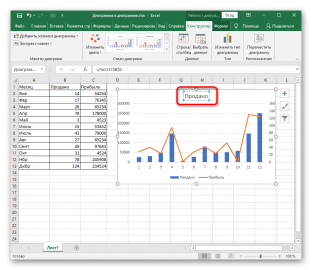 Как изменить название ряда в диаграмме excel