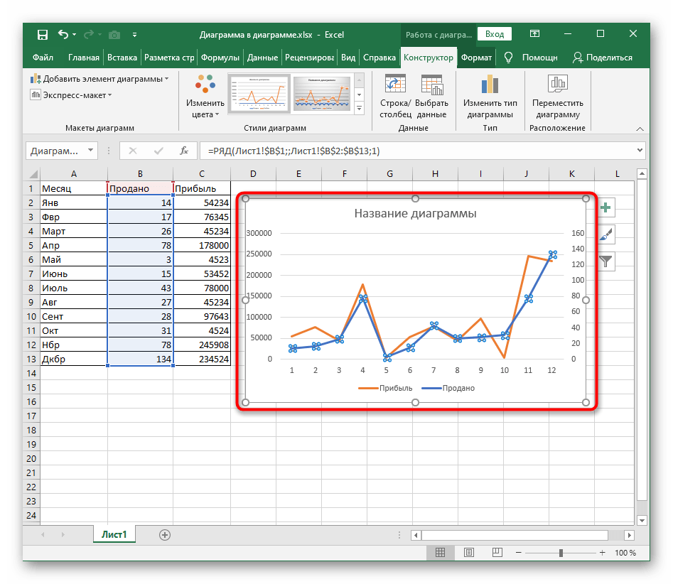 Успешное добавление графика на график через программу Excel