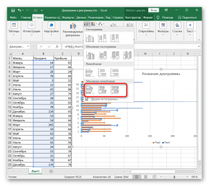 Ленточная диаграмма в excel