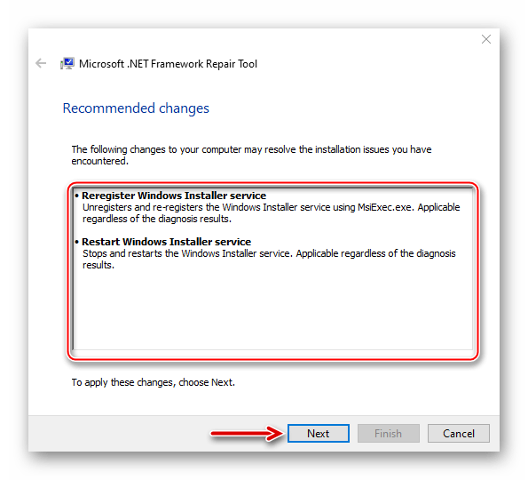 Начать устранение проблем в NET Framework Repair Tool для устранения ошибки «Исключительная ситуация…» в Windows 10