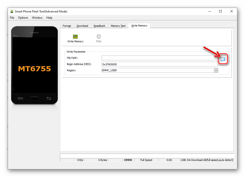 Meizu M5 Note SP Flash Tool - Write Memory - кнопка Обзор