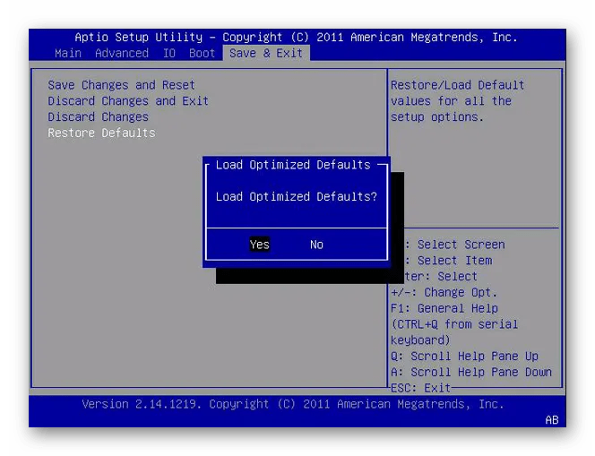 Сброс настроек микропрограммного обеспечения для решения проблем с выходом из BIOS в Windows 7