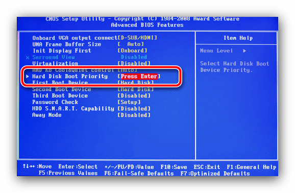 Приоритет загрузки в BIOS для устранения сообщения «Checking media presence» при загрузке в Windows 10