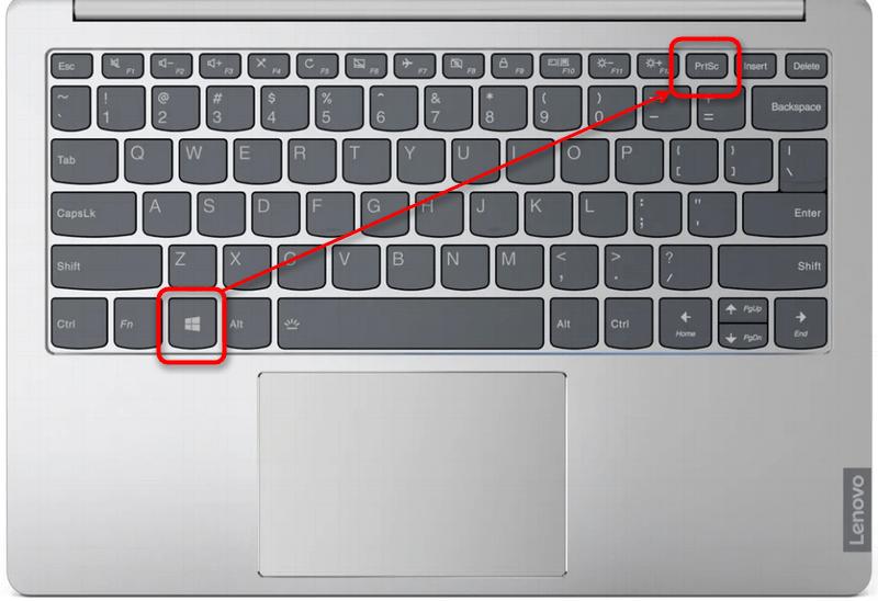 Сочетание клавиш для создания скриншота стандартными средствами с мгновенным сохранением на ноутбуке Lenovo