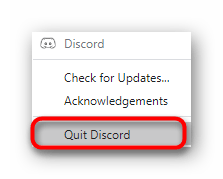 Завершение работы Discord через значок на панели задач