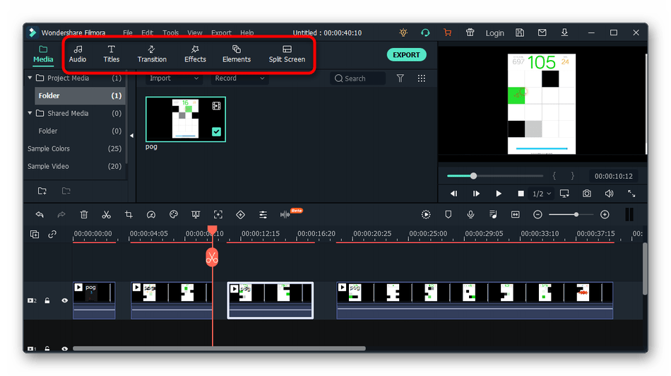 Использование дополнительных функций при нарезке видео на фрагменты в программе Wondershare Filmora