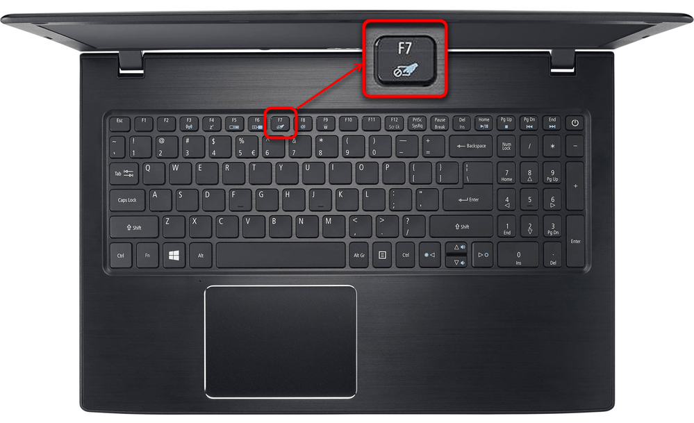 Включение тачпада ноутбука Acer через сочетание клавиш на клавиатуре