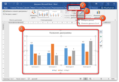 Как изменить данные в диаграмме в ворде