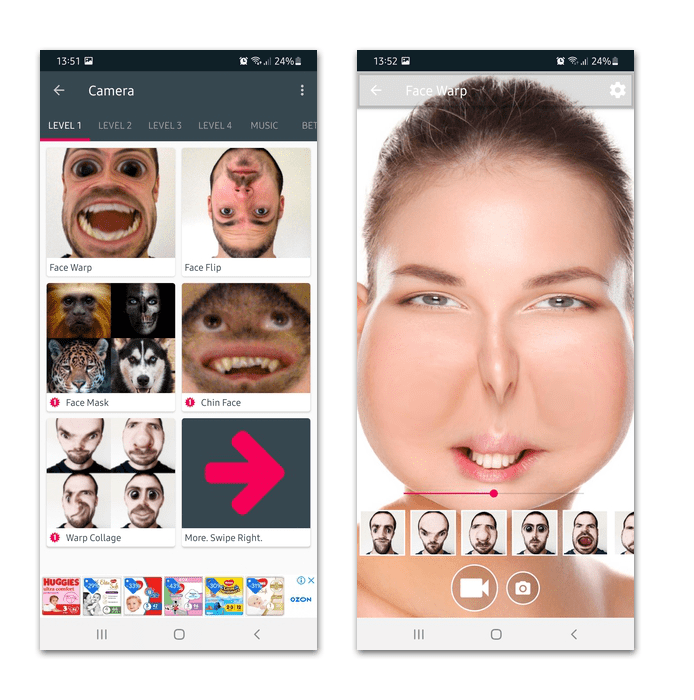 Приложение фото искажение лица
