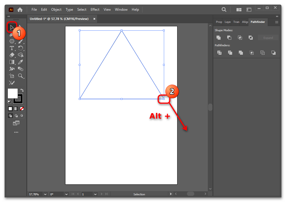 Как сделать треугольник в Иллюстраторе-033