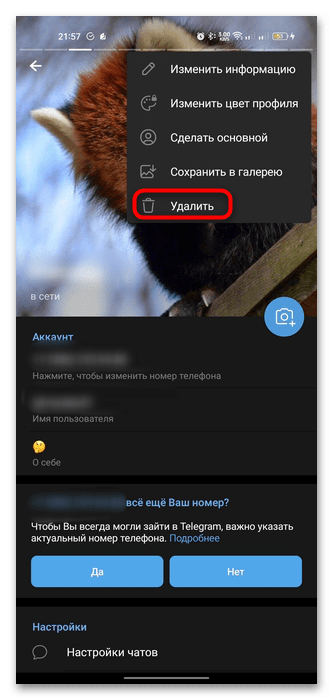 как удалить аватарку в телеграмме-05
