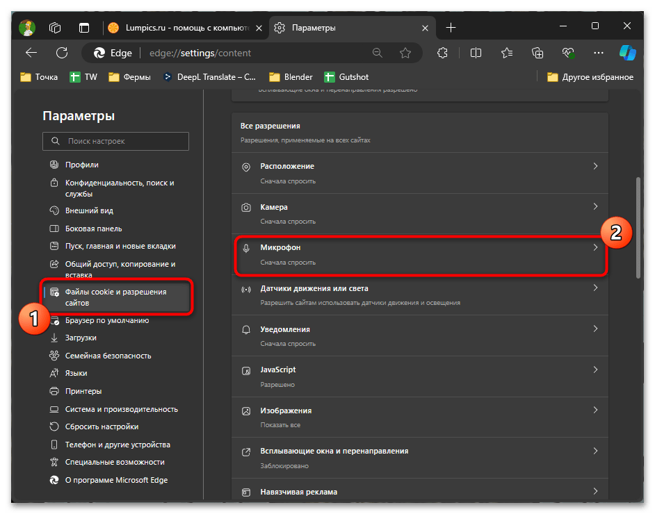 Как включить микрофон в браузере Edge-06