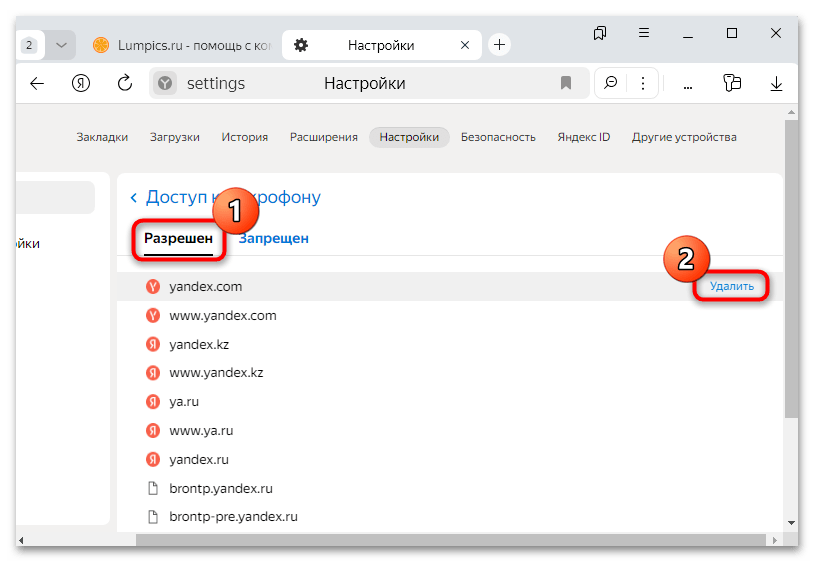 как отключить микрофон в яндекс браузере-08