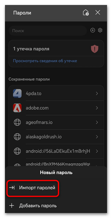 Как импортировать пароли в Edge-025