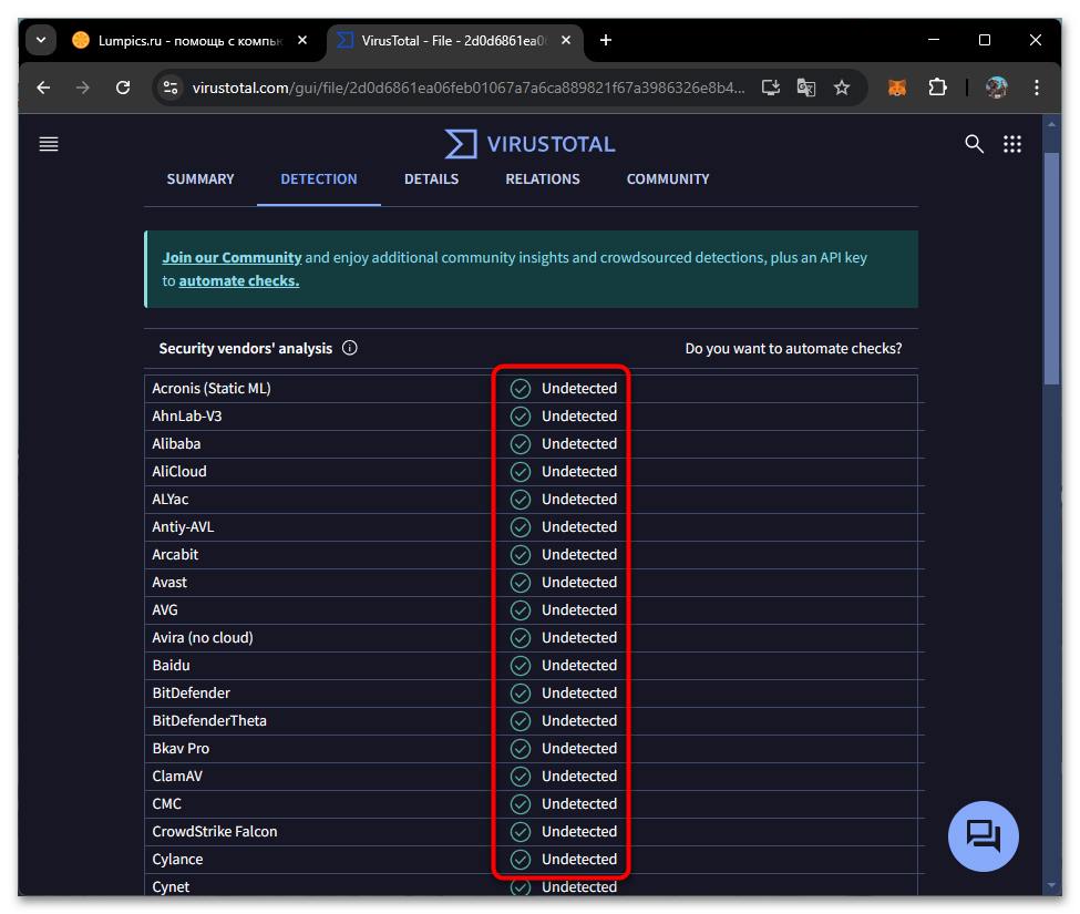Как удалить Malware.Undefined!8.C (CLOUD)-03
